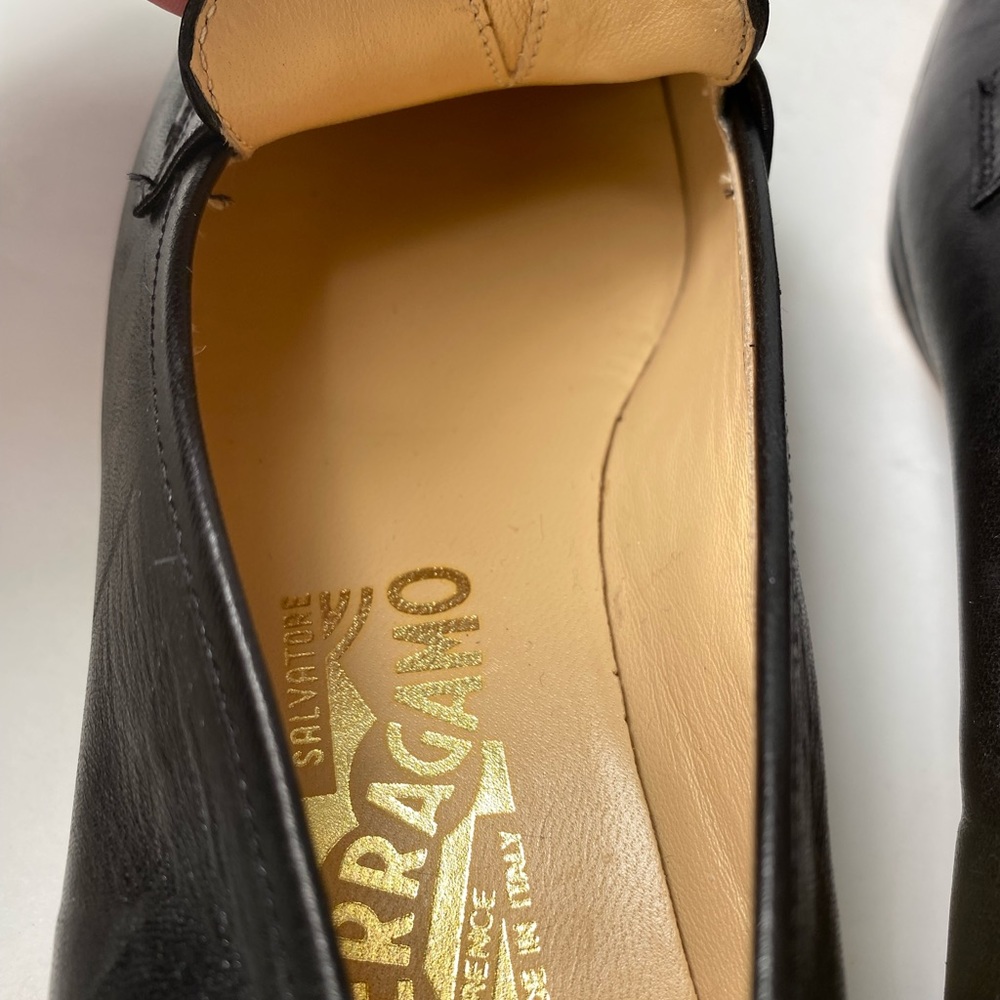 Salvatore ferragamo loafers pumps leather black narrow 8 AA fits like 7 - Picture 8 of 13